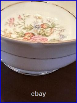 Vintage Noritake CLAIRE Floral #657 Gold Trim Tan/Blue China 59 Piece Set