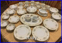 Vintage Noritake China, Japan Diana Pattern Dishes Set Dinnerware Set Gold Trim