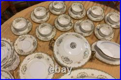 Vintage Noritake China, Japan Diana Pattern Dishes Set Dinnerware Set Gold Trim