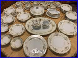 Vintage Noritake China, Japan Diana Pattern Dishes Set Dinnerware Set Gold Trim