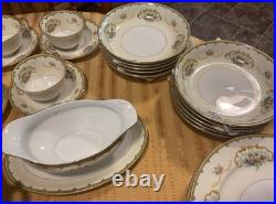 Vintage Noritake China, Japan Diana Pattern Dishes Set Dinnerware Set Gold Trim