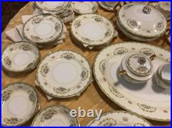 Vintage Noritake China, Japan Diana Pattern Dishes Set Dinnerware Set Gold Trim