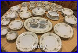 Vintage Noritake China, Japan Diana Pattern Dishes Set Dinnerware Set Gold Trim