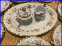 Vintage Noritake China, Japan Diana Pattern Dishes Set Dinnerware Set Gold Trim