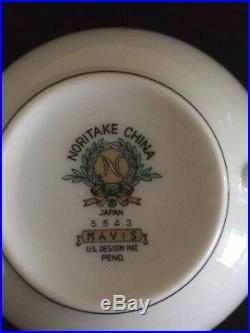 Vintage Noritake China MAVIS 5543 Blue Flower Snack Plate Tea/Cup Set of 4 SALE