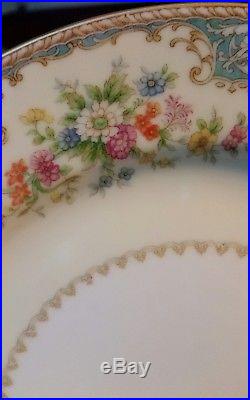 Vintage Noritake China Occupied Japan Cerulean Dinner Plate Floral Set of 10