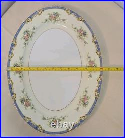 Vintage Noritake China Set Of Serving Platter, Oval And Round Bowl With Handles