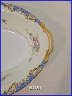 Vintage Noritake China Set Of Serving Platter, Oval And Round Bowl With Handles