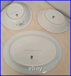 Vintage Noritake China Set Of Serving Platter, Oval And Round Bowl With Handles
