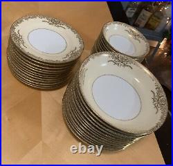 Vintage Noritake China of Japan Circa 1920-1940 Art Deco Gold & Ivory 36 Pieces