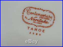 Vintage Noritake Contemporary Tahoe Set China 2585 (59) Piece Set Platinum Rim