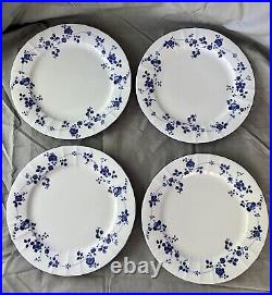 Vintage Noritake Elegance In Blue Fine China Dinner Plates Set of Four (4)
