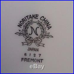 Vintage Noritake Fremont China Dinnerware Set Service For 10 White Silver Trim