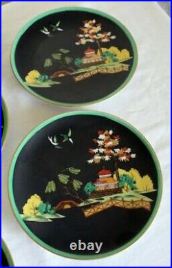 Vintage Noritake Hand Painted Platter and Plate set Japan 1920 1940, 7 pc