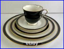 Vintage Noritake Ivory & Ebony Bone China, Complete Setting for 9, Serving Piece