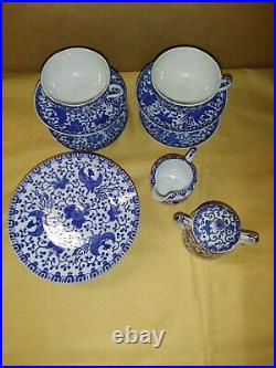 Vintage Noritake Japan Blue & White Howo Phoenix & Flowers China Tea Set