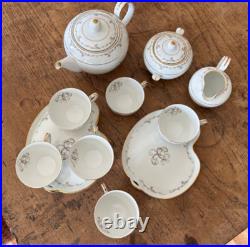 Vintage Noritake Japan Complete Set 6 Snack Plate 6 Cup Tea Pot Sugar Creamer