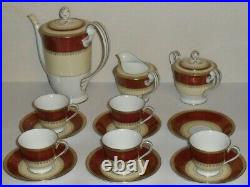 Vintage Noritake M Tea Set Gold & Red Hand Painted Service for 5 (missing 1 cup)