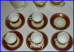 Vintage Noritake M Tea Set Gold & Red Hand Painted Service for 5 (missing 1 cup)