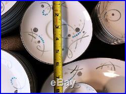 Vintage Noritake Mid Century China Set Desiree Pattern 65 Pieces Silver Rims