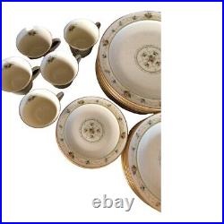 Vintage Noritake Normandy China 40 Piece Set Service For 8 Floral Cream Gold Lot