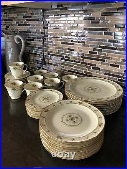 Vintage Noritake Normandy China 40 Piece Set Service For 8 Floral Cream Gold Lot