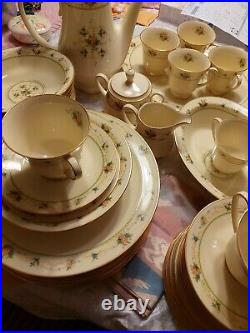 Vintage Noritake Normandy China 45 Piece Set Service For 8 Floral Cream Gold Lot