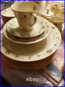 Vintage Noritake Normandy China 45 Piece Set Service For 8 Floral Cream Gold Lot