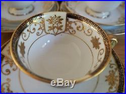 Vintage Noritake Porcelain China Tea Set Embossed Gold Gilding Flowers 35pcs