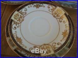 Vintage Noritake Porcelain China Tea Set Embossed Gold Gilding Flowers 35pcs