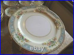 Vintage Stunning Noritake Cerulean Gold Blue Floral 91 Pc. Dinnerware China Set