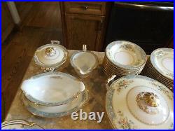 Vintage Stunning Noritake Cerulean Gold Blue Floral 91 Pc. Dinnerware China Set