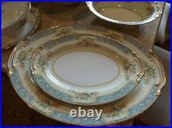 Vintage Stunning Noritake Cerulean Gold Blue Floral 91 Pc. Dinnerware China Set