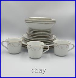 Vntg Noritake China 22pc Duetto 6610 Service for 3 7pc Setting & Gravy Boat