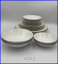 Vntg Noritake China 22pc Duetto 6610 Service for 3 7pc Setting & Gravy Boat