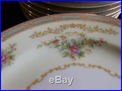 Vtg Noritake 4908 Eire Gold Trim Green Floral Fine China 81 Pc. Dinnerware Set