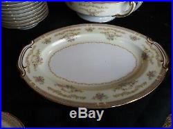 Vtg Noritake 4908 Eire Gold Trim Green Floral Fine China 81 Pc. Dinnerware Set