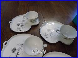 Vtg Noritake 5791 Lot Set Bamboo Handle Teapot Creamer Sugar bowl 6 cups plates