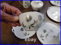 Vtg Noritake 5791 Lot Set Bamboo Handle Teapot Creamer Sugar bowl 6 cups plates