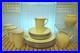 Vtg Noritake 619 Yellow & White Pastel Gold Trim Plates Cups Cream & Sugar Bowl