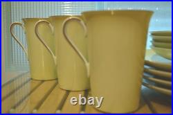 Vtg Noritake 619 Yellow & White Pastel Gold Trim Plates Cups Cream & Sugar Bowl