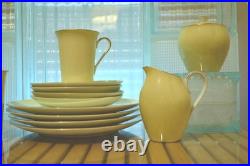 Vtg Noritake 619 Yellow & White Pastel Gold Trim Plates Cups Cream & Sugar Bowl