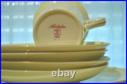 Vtg Noritake 619 Yellow & White Pastel Gold Trim Plates Cups Cream & Sugar Bowl