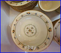 Vtg Noritake Normandy China 57-Pc Set Svs For 8 & Serving Pieces Floral & Cream