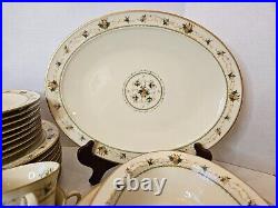 Vtg Noritake Normandy China 57-Pc Set Svs For 8 & Serving Pieces Floral & Cream