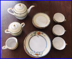 Vtg Noritake RARE PATTERN Bone china 20 Pc Hand Painted Gold Gilding Tea Set