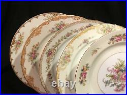 Vtg set of 10 Mismatched Fine China Dinner Plates Japan Floral Banded (Private)